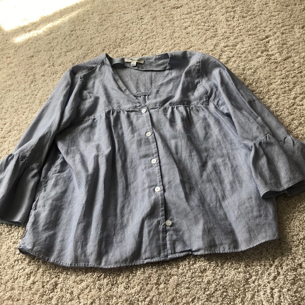 Madewell Blue and White Striped blouse